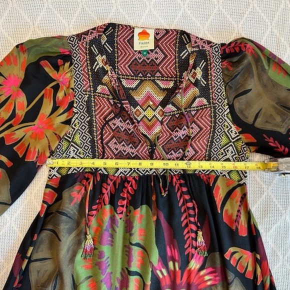 Farm Rio Tropical Forest V-Neck Midi Dress - Multi color size XS. - Picture 7 of 12
